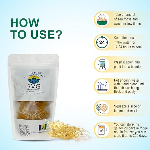 Sea Moss | Makes 22 oz of Gel | Wild Harvested Plant Based + Raw + Non GMO | Sundried | Mineral Rich | Golden